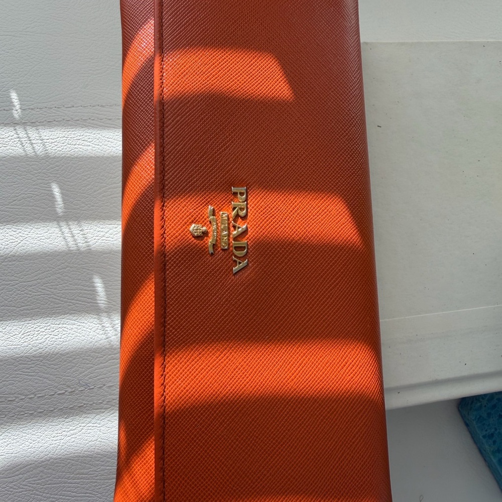 Prada Saffiano Leather Wallet in Bold Orange W box - Picture 4 of 6